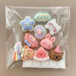 Cute Cartoon Cream Resin DIY Hair Clip Accessories - cute series 10 PCs in 1 pack (10 fixed style resin buttons +10 dispensing)