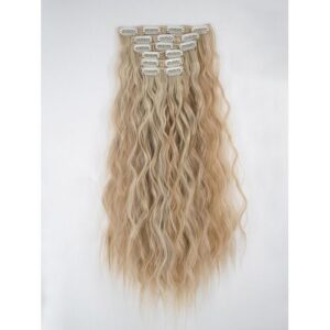 22-inch cream curl in multi-colored hair extensions with 16 clip 6-piece style wig pieces