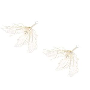 Leaf Shape Hair Styling Piece French Creamy-white Satin Flowers Hair Clamps for Wedding Banquet Chinese Clothes Party,White NO5245