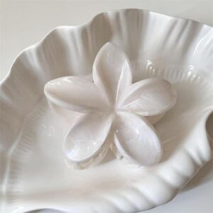 2024 Summer Ice-Green Floral Hair Claw - Snub dyeing series egg flower clip-creamy-white