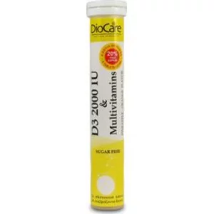 DIOCARE D3 2000IU& MULTIVITAMINS ORANGE- PINEAPPLE FLAVOUR 24 EFFERVESCENT TABLETS