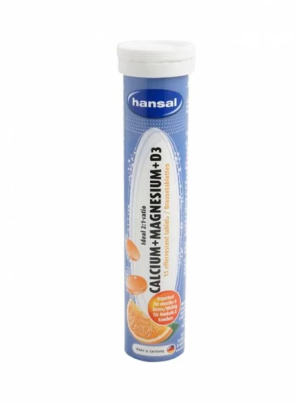 HANSAL CALCIUM+ MAGNESIUM +D3 EFFERVESCENT TABLETS WITH ORANGE FLAVOR 15PIECES