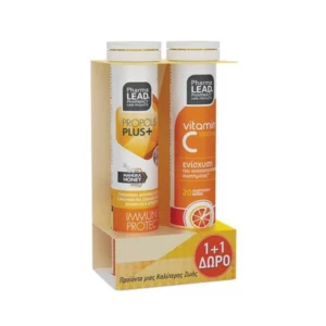 Pharmalead Propolis Plus + Lemon Flavor Effervescent 20 Tablets + Pharmalead Vitamin C 1000mg Orange Flavor Effervescent 20 Tablets Free