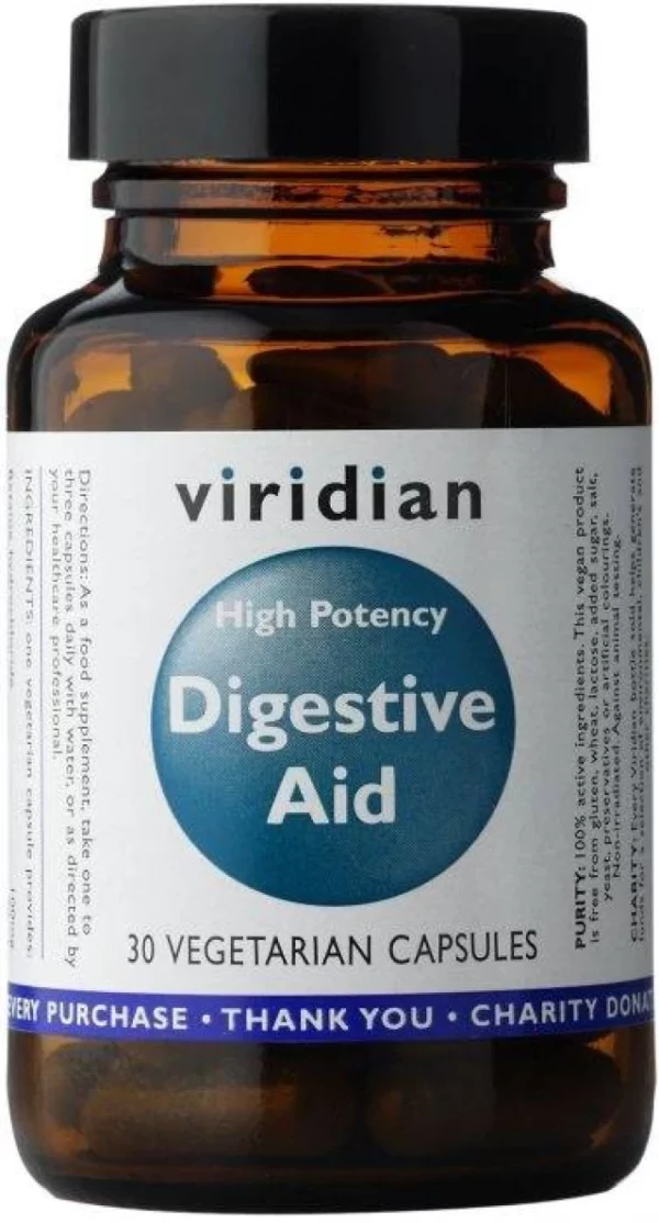 VIRIDIAN HIGH POTENCY DIGESTIVE AID 30s, A VEGAN COMBINATION OF ENZYMES THAT PROMOTES MORE EFFECTIVE DIGESTION