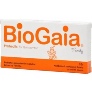 BIOGAIA PROTECTIS FAMILY, CHEWABLE PROBIOTICS FOR GUT COMFORT, WITH LEMON FLAVOR 10S