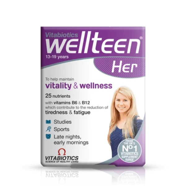 VITABIOTICS WELLTEEN HER. ADVANCED NUTRITIONAL SUPPORT FOR TEENAGERS & YOUNG WOMEN 30TABLETS