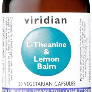 VIRIDIAN L-THEANINE 200MG & LEMON BALM 30S, REDUCES STRESS AND ANXIETY