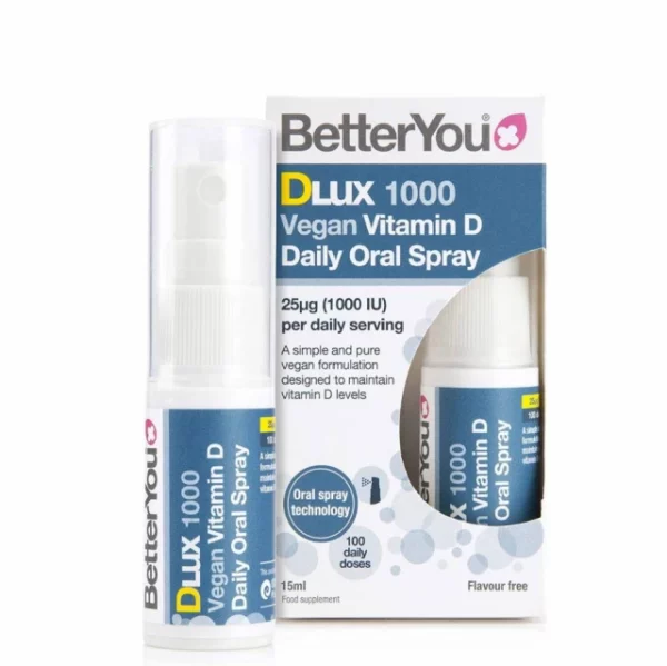 BETTERYOU DLUX 1000IU, VEGAN VITAMIN D DAILY ORAL SPRAY 15ML