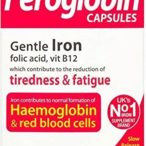 VITABIOTICS 1+1 FREE FEROGLOBIN. GENTLE IRON, FOLIC ACID, VITAMIN B12 FOR THE REDUCTION OF TIREDNESS& FATIGUE 30CAPSULES