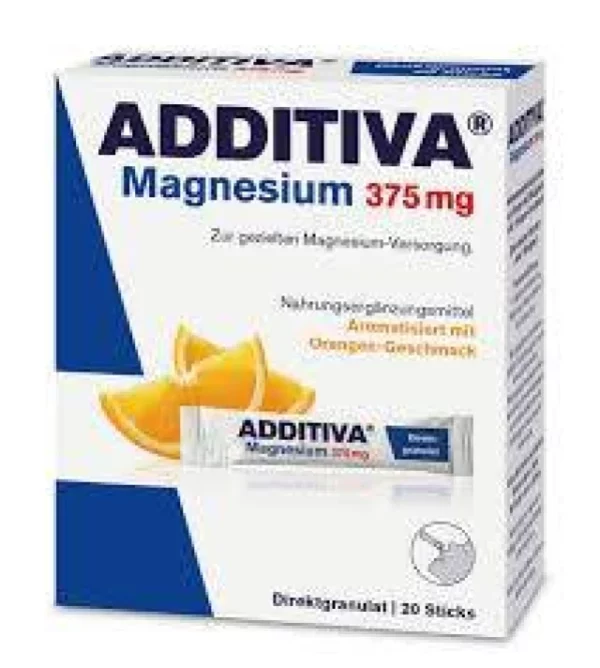 ADDITIVA MAGNESIUM 375MG, STICKS WITH ORANGE FLAVOR 20PIECES