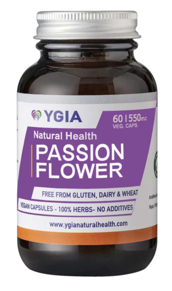 Ygia Passion Flower 550mg x 60 Capsules - Natural Sedative, Soothes The Nerves