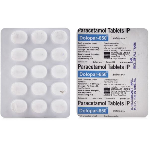 DOLOPAR 650MG TAB 15`S
