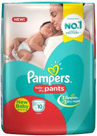 PAMPERS BABY DRY PANTS NEW BABY ? XS 10S