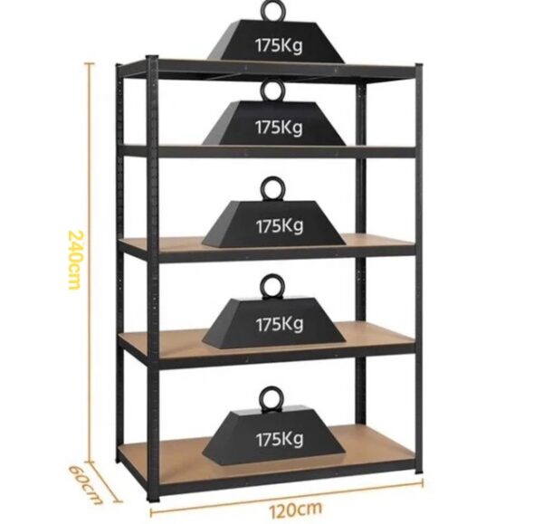 Jumbo 5-Step Boltless Steel Buckle Rack With 5 Adjustable Shelves