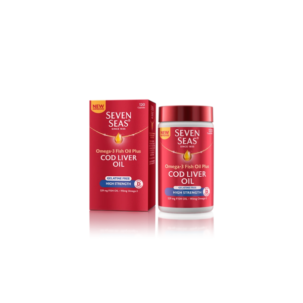 Seven Seas High Strength Gelatine free Cod Liver Oil Capsules 120