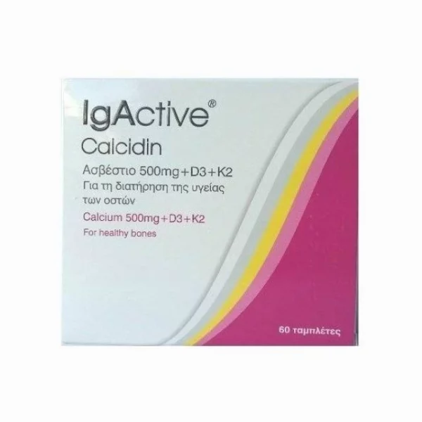 IGACTIVE CALCIDIN, CALCIUM 500MG+ D3+ K2. FOR THE MAINTENANCE OF HEALTHY BONES 60TABLETS