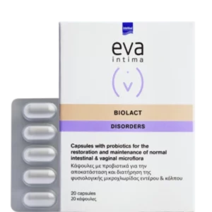 EVA BIOLACT CAPSULES, PROBIOTICS FOR THE RESTORATION & MAINTENANCE OF NORMAL INTESTINAL& VAGINAL FLORA 20CAPSULES
