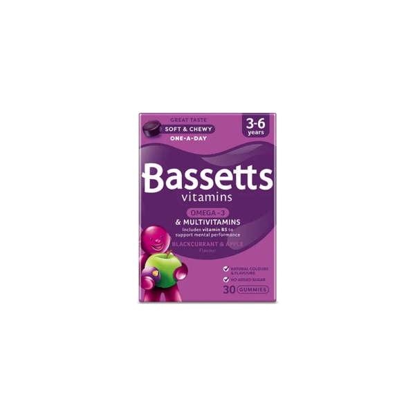 Bassetts Omega-3 & Multivitamins Gummies x 30 (Blackcurrant & Apple Flavour)