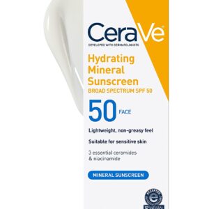 Cerave Hydrating Mineral Sunscreen Broad Spectrum Spf 50 Face