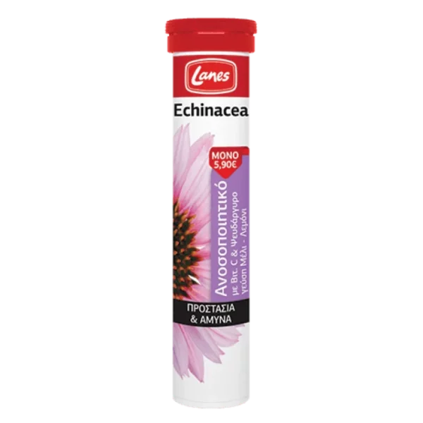 LANES ECHINACEA, SUPPORTS IMMUNE SYSTEM. 20EFFERVESCENT TABLETS WITH HONEY& LEMON FLAVOR