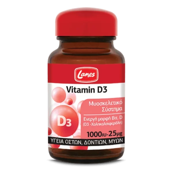 LANES VITAMIN D3 1000IU- 25?g, FOR HEALTHY MUSCULAR SYSTEM, BONES& TEETH 60CAPSULES