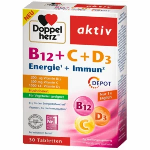 Doppelherz B12 200mg + C 300mg + D3 1500I.E x 30 Tablets