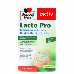 Doppelherz Lacto-Pro Lactic Acid Cultures + Bifido Cultures + B2 + B6 x 20 Capsules
