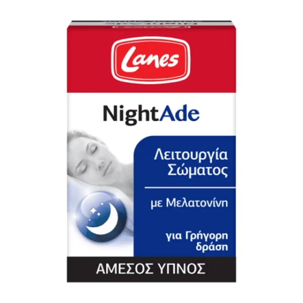 LANES NIGHTADE, MELATONIN 1MG. PROMOTES HEALTHY SLEEP& HELPS CIRCADIAN RYTHM 90 SIBLINGUAL TABLETS