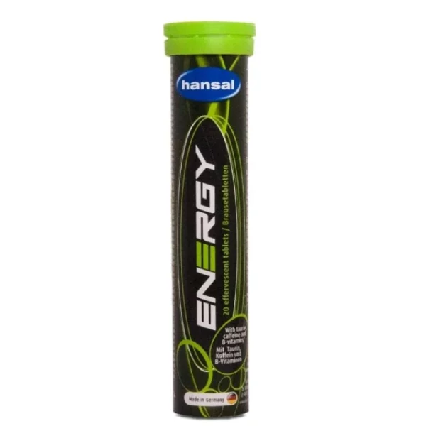 HANSAL ENERGY EFFERVESCENT TABLETS. CONTAINS TAURINE, CAFFEINE& B COMPLEX 20PIECES