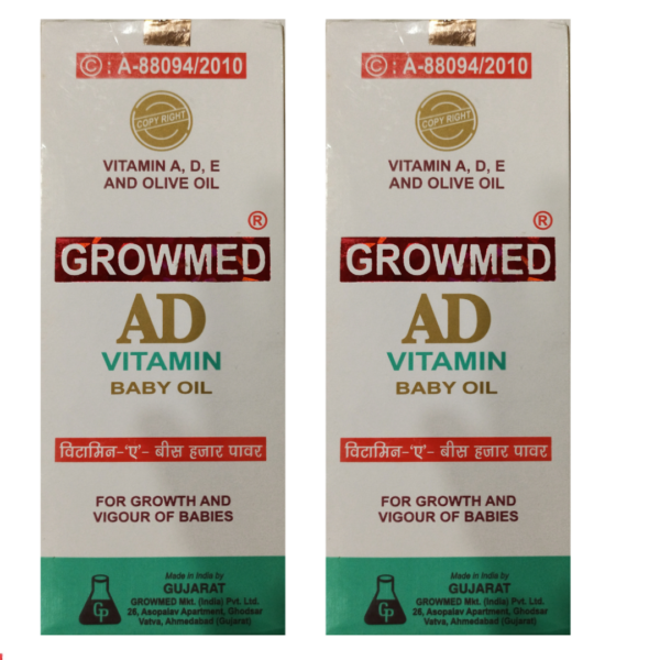 GROWMED AD VITAMIN BABY OIL (340ml Each) (Pack Of 2)