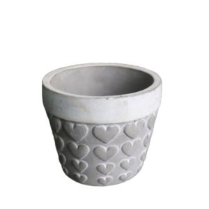 Ceramic Heart Ribbed Flowerpot 10Cm