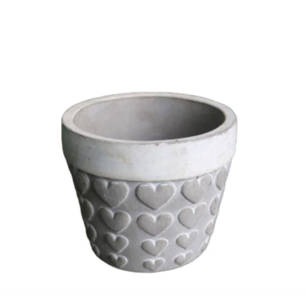 Ceramic Heart Ribbed Flowerpot 10Cm
