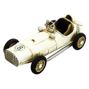 Vintage Racing Car Metal Ornament (Off White)