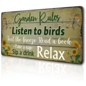 Wooden Garden Sign:Garden Rules