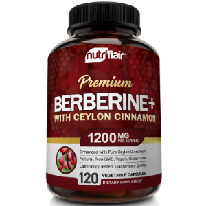 Nutriflair Berberine HCL 1200mg Plus Ceylon Cinnamon, 120 Vegetable Capsules