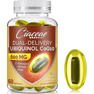 Ciaceae Ubiquinol CoQ10 600MG with Omega-3 & Shilajit & PQQ, 60 softgels