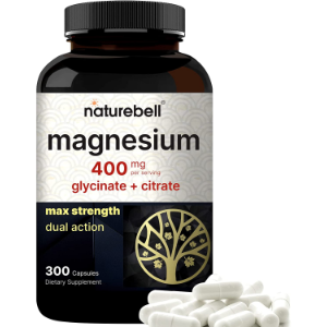 Naturebell Magnesium Glycinate + Citrate Elemental Forms, 400mg, 300 capsules