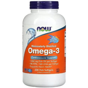 Now Omega-3 1,000mg, 180 EPA / 120 DHA, 200-Fish Gelatin Softgels