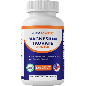 Vitamatic Magnesium Taurate 1500mg per Serving with B6, 180 Vegetarian Capsules