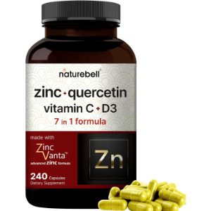 NatureBell Zinc Quercetin with Vitamin C & D3, 240 Capsules