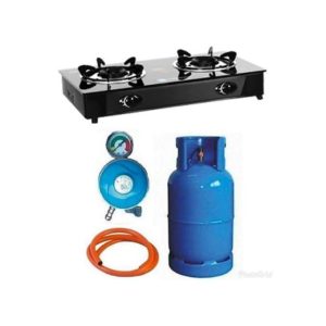 12.5KG GAS CYLINDER+2 Face BURNER GLASS COOKER, A REGULATOR, 3Yard  Hose ? COMPLETE