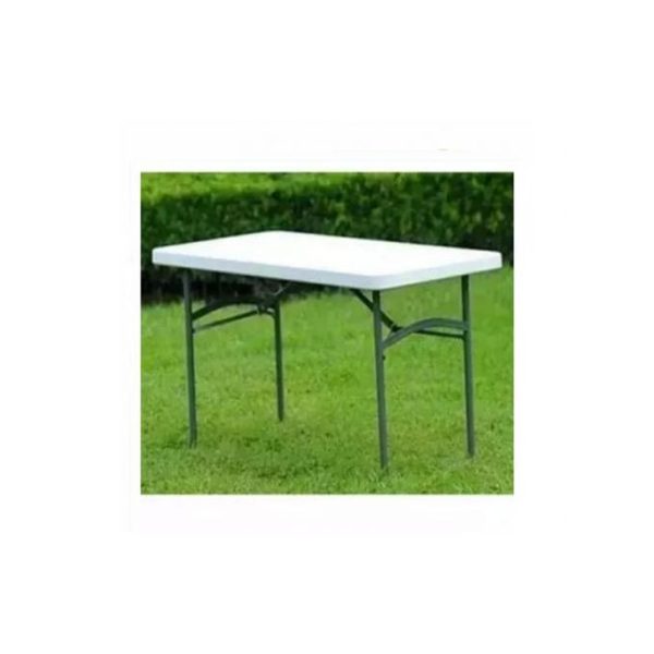 4 Feet Plastic Table With Foldable Metal Legs