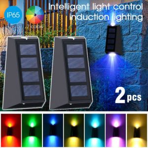 2Pcs Solar LED Wall Light Lamp Waterproof Garden Lights