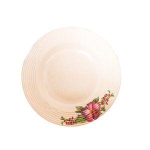 Floral Design On Cream Plastic Plate