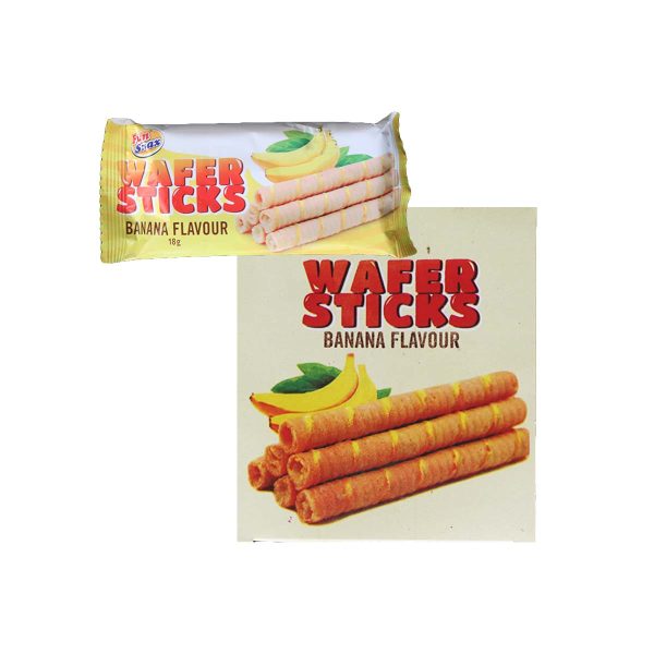 Fun Snax Banana Flavour Wafer Sticks 18g x 12