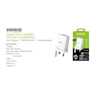 Oraimo Cannon Pro OCW-U93SC Fast UK Type Charger