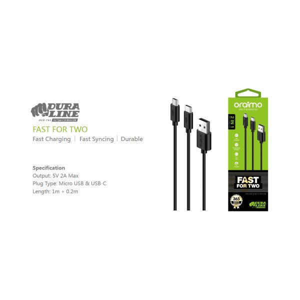 Oraimo Dura Line OCD-T61 Type C & Micro USB Cable