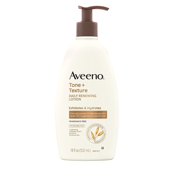 Aveeno Tone + Texture Daily Renewing Body Lotion With Prebiotic Oat, 18 Fl. Oz.