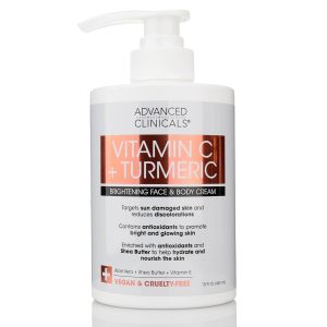 Advanced Clinicals Vitamin C + Tumeric Face & Body Cream, 444ml