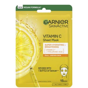 Garnier SkinActive Vitamin C Sheet Mask, with Hyaluronic Acid